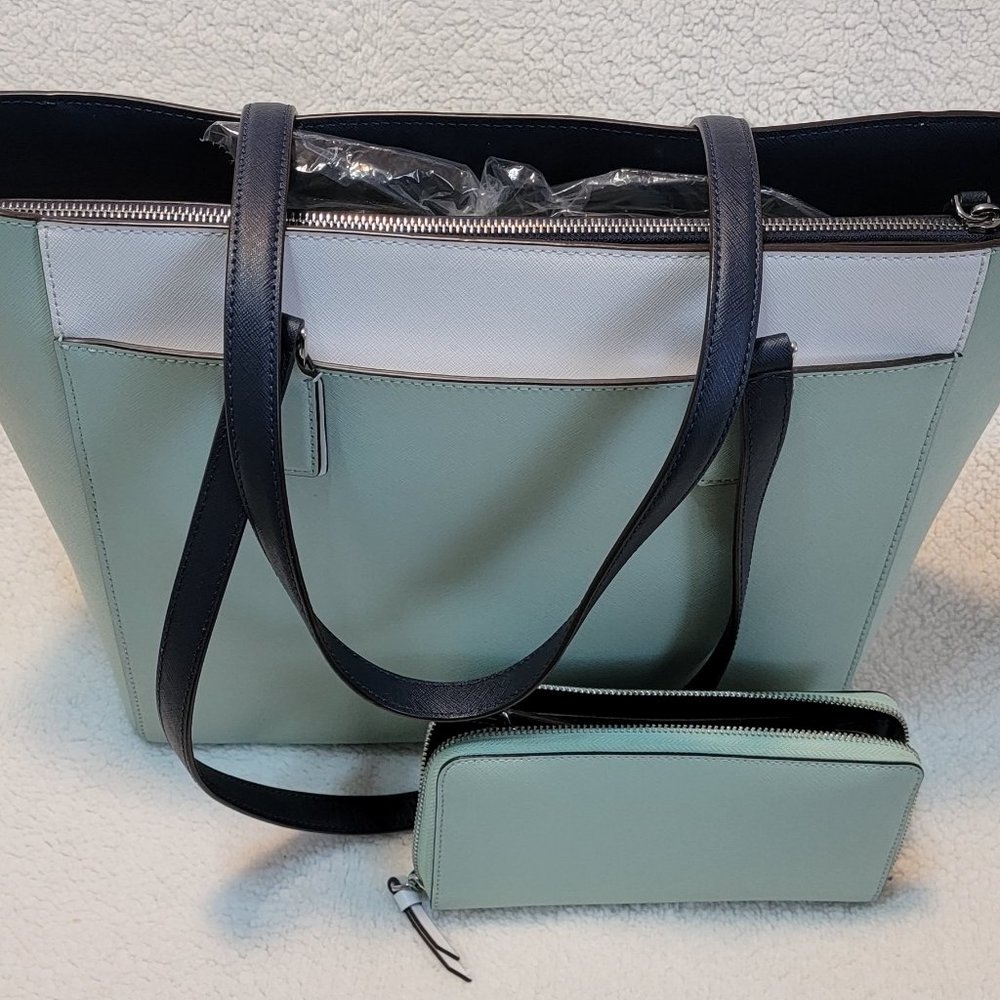 Kate Spade Cameron Colorblock Laptop Spring tote large & Wallet Bundle - Picture 3 of 7